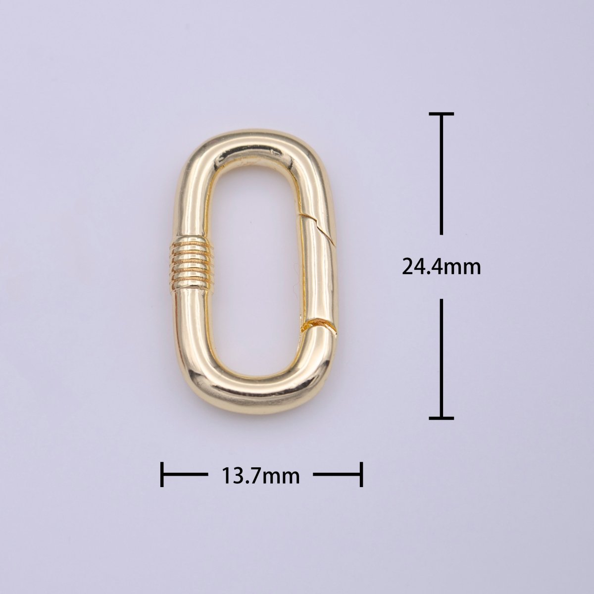 Gold Drill Textured 24.5mm Oval Oblong PUSH Spring Gate Ring Jewelry Supply | K-216 - DLUXCA