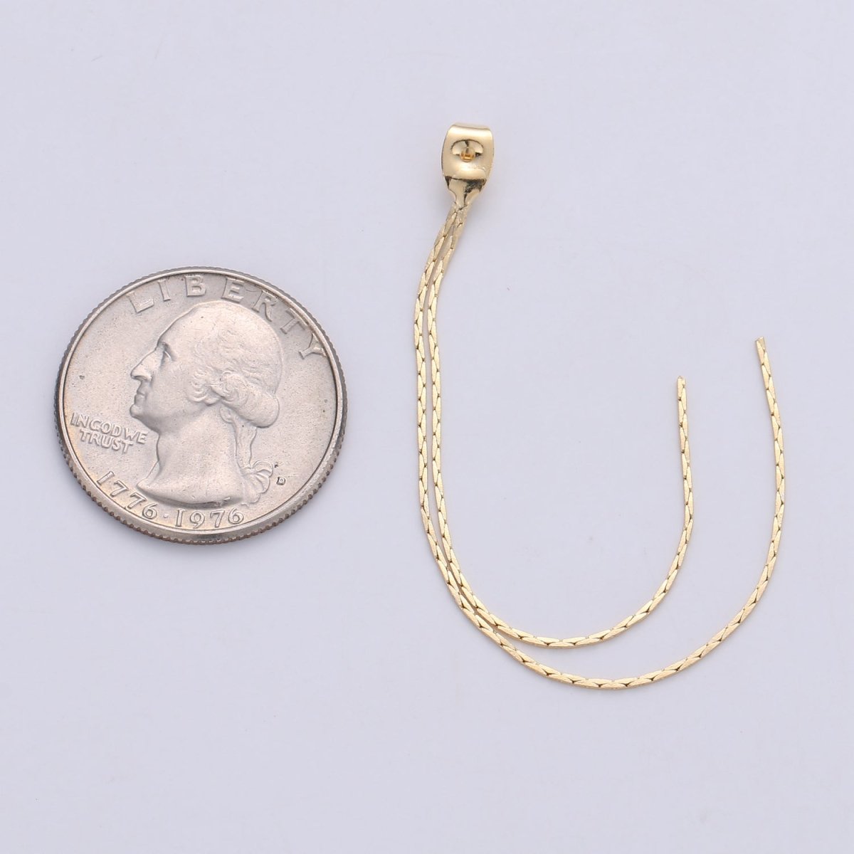 Gold Ear Back Stoppers, Earring Nuts with Long Chain 95mm, Earring Component Findings, Tassel Earring Supply K-422 - DLUXCA