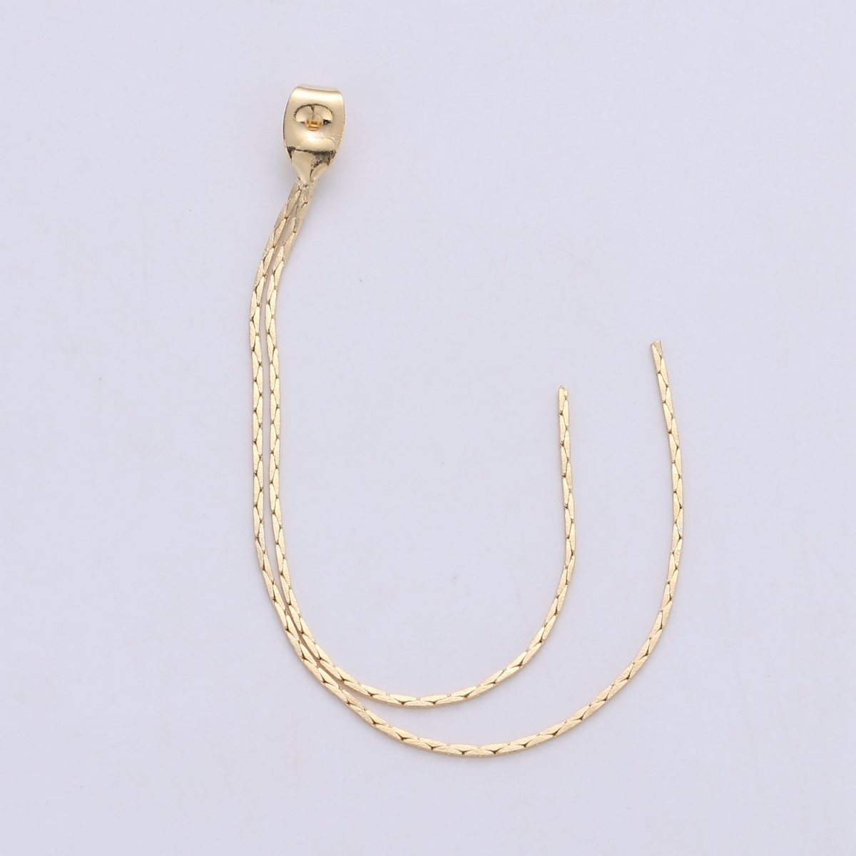 Gold Ear Back Stoppers, Earring Nuts with Long Chain 95mm, Earring Component Findings, Tassel Earring Supply K-422 - DLUXCA