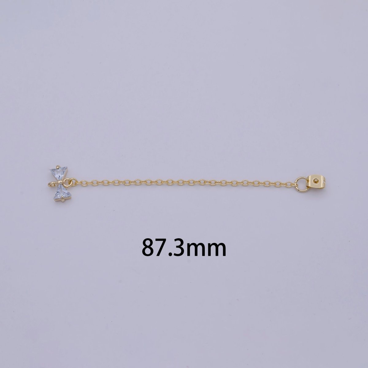 Gold Ear Back Stoppers, Earring Nuts with Long Tassel Chain 87.3mm CZ Bow Earring Component Finding K-068 - DLUXCA