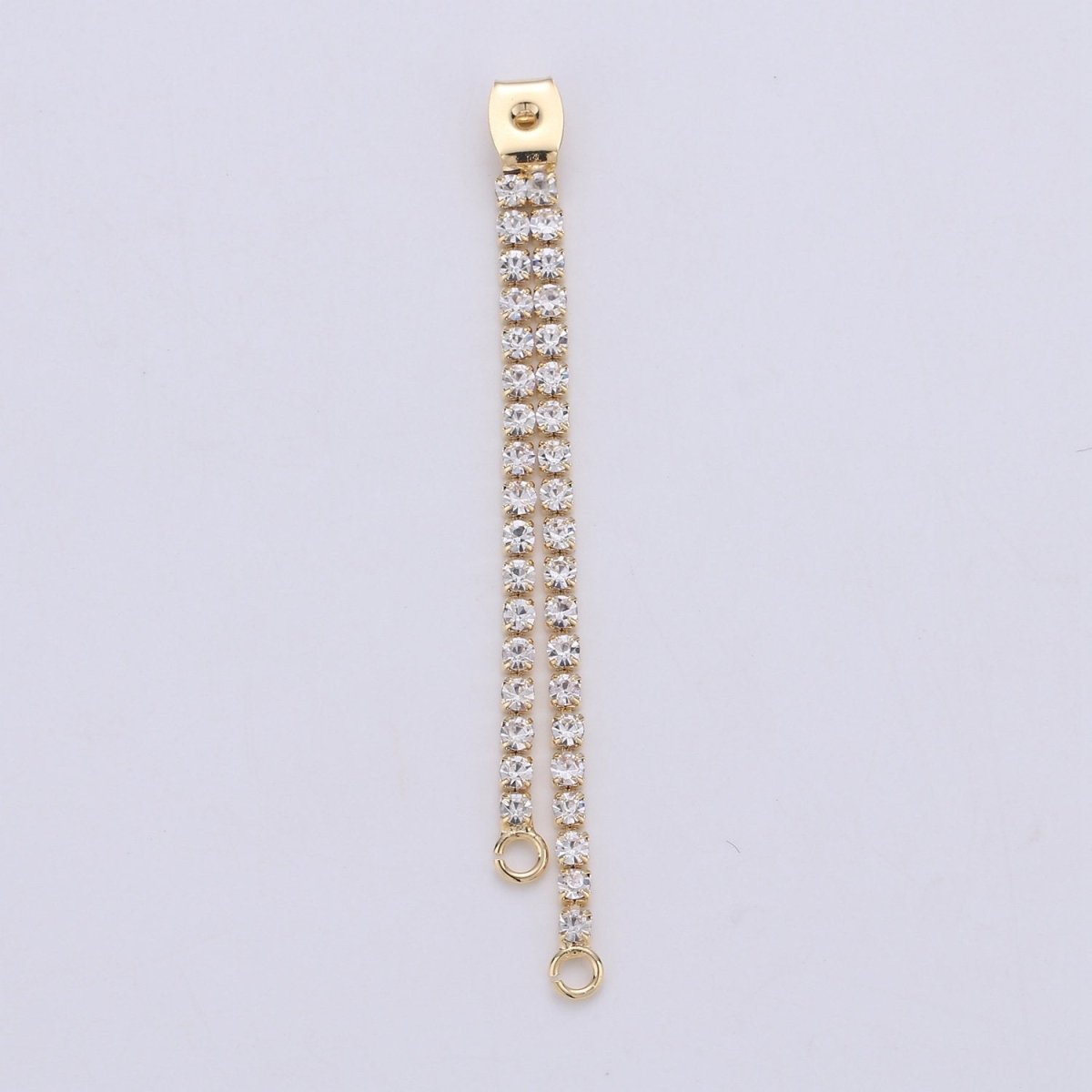 Gold Ear Back Stoppers, Earring Nuts With Micro Pave Tassel, Ear Jacket Jewelry Findings for Earring Component Supply 60mm K-428 - DLUXCA