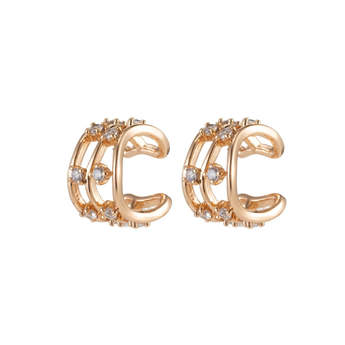 Gold Ear Cuff, Micro Pave Cubic zirconia, dainty minimal gold cuff, cz diamonds, no piercing cartilage earrings AI-036 - DLUXCA