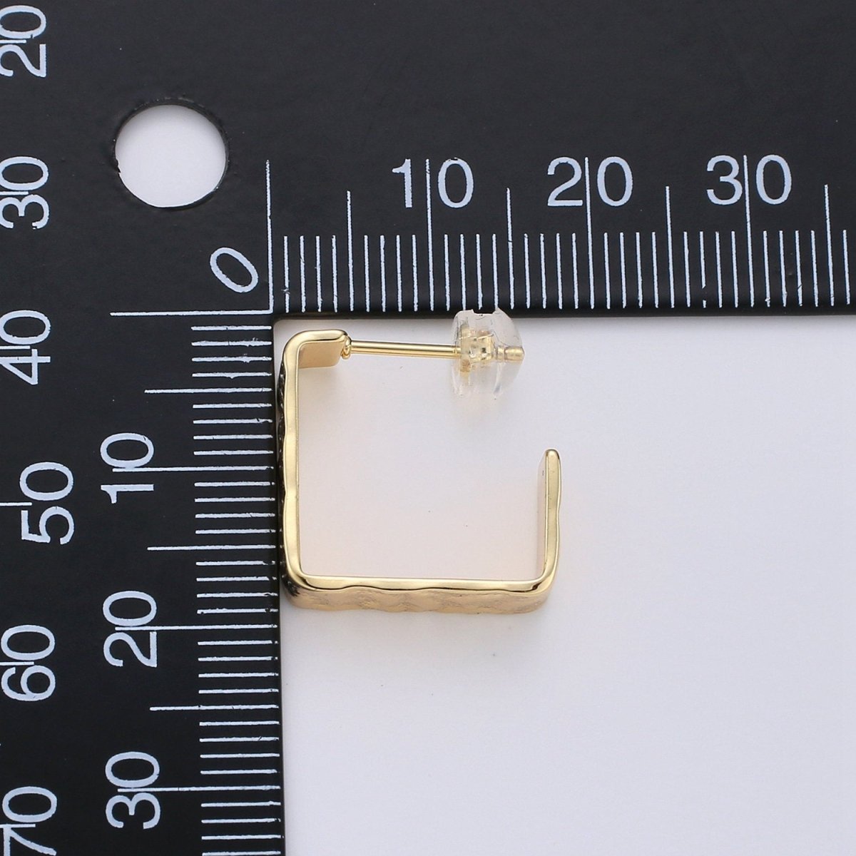 Gold earrings, Gold Square earrings, Hammered 14K gold filled simple everyday earrings Statement Minimalist Jewelry K-577 - DLUXCA