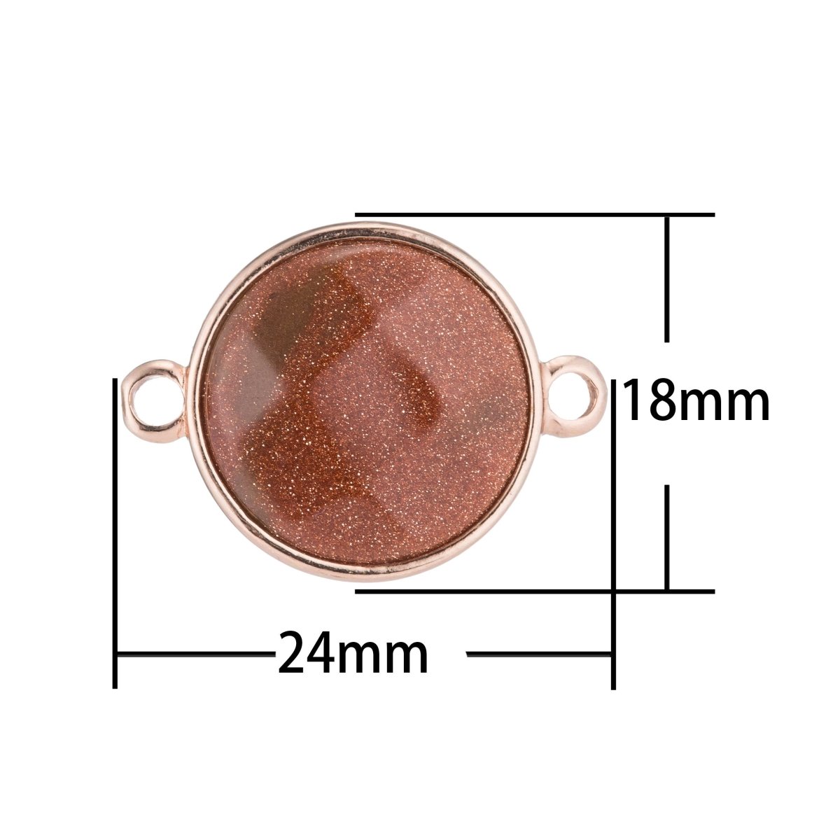 Gold Edge Brown Moonstone Circle Round Stone Gemstone Glitter DIY Craft Bracelet Charm Bead Connector Pendant Finding for Jewelry Making F-798 - DLUXCA