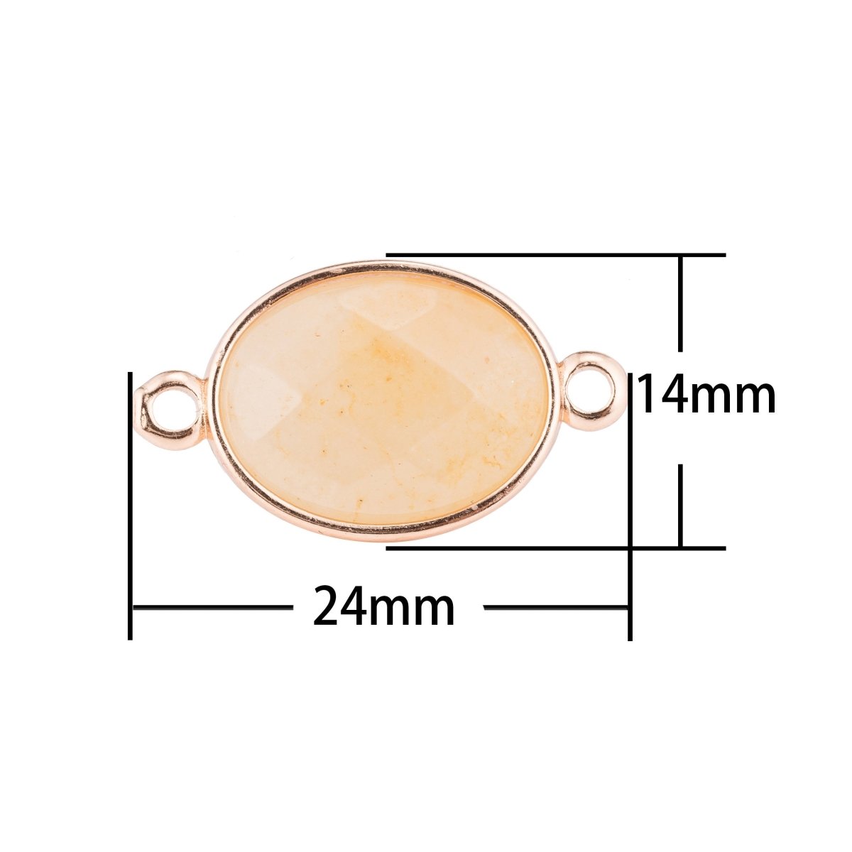 Gold Edge Orange Calcite Oval Cut Shape Gem Gemstone Wife Mom Craft DIY Bracelet Charm Bead Connector Pendant Finding for Jewelry Making F-784 - DLUXCA