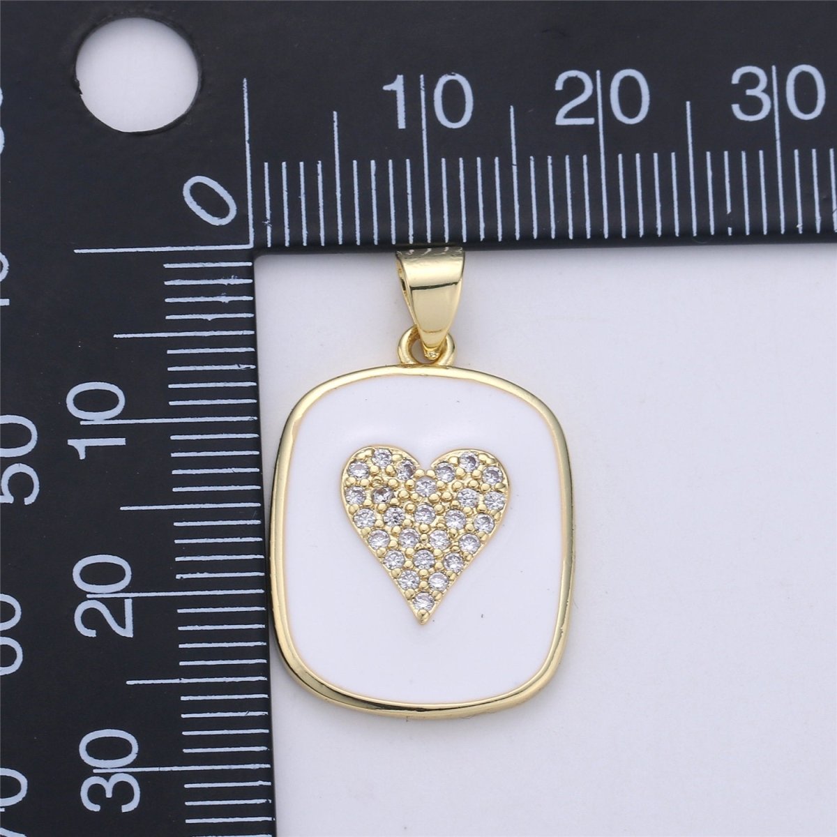 Gold Enamel Heart Charm Military Tag Pendant, Black White Love charm, Enamel Jewelry for Necklace Component I-448 I-449 - DLUXCA
