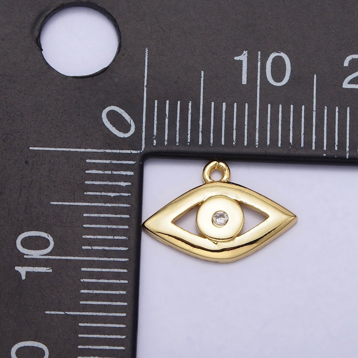 Gold Evil Eye Clear CZ Minimalist Add-On Mini Charm | AC208 - DLUXCA