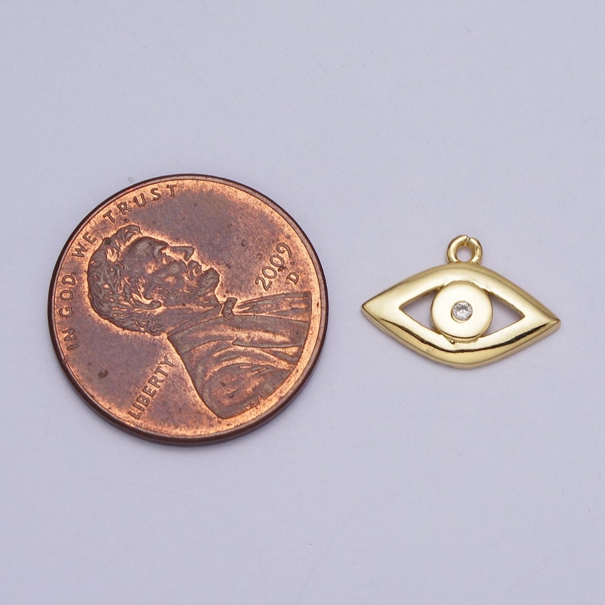 Gold Evil Eye Clear CZ Minimalist Add-On Mini Charm | AC208 - DLUXCA
