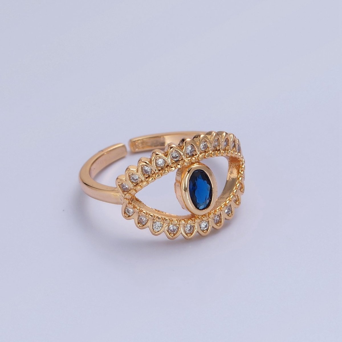 Gold Evil Eye Diamond Ring, Evil Eye Protection Ring, Greek Statement Rings, Trendy Ring O-2244 O-2245 O-2246 - DLUXCA