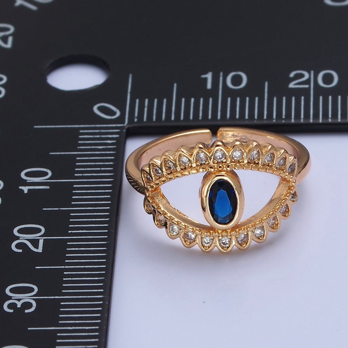 Gold Evil Eye Diamond Ring, Evil Eye Protection Ring, Greek Statement Rings, Trendy Ring O-2244 O-2245 O-2246 - DLUXCA