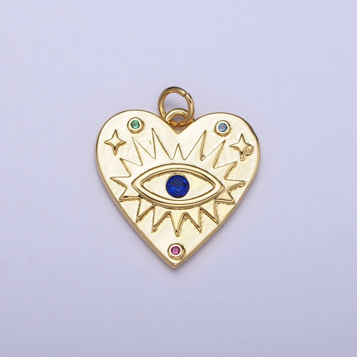 Gold Evil eye Heart Charm Silver Blue CZ Eye Pendant AC668 AC669 - DLUXCA