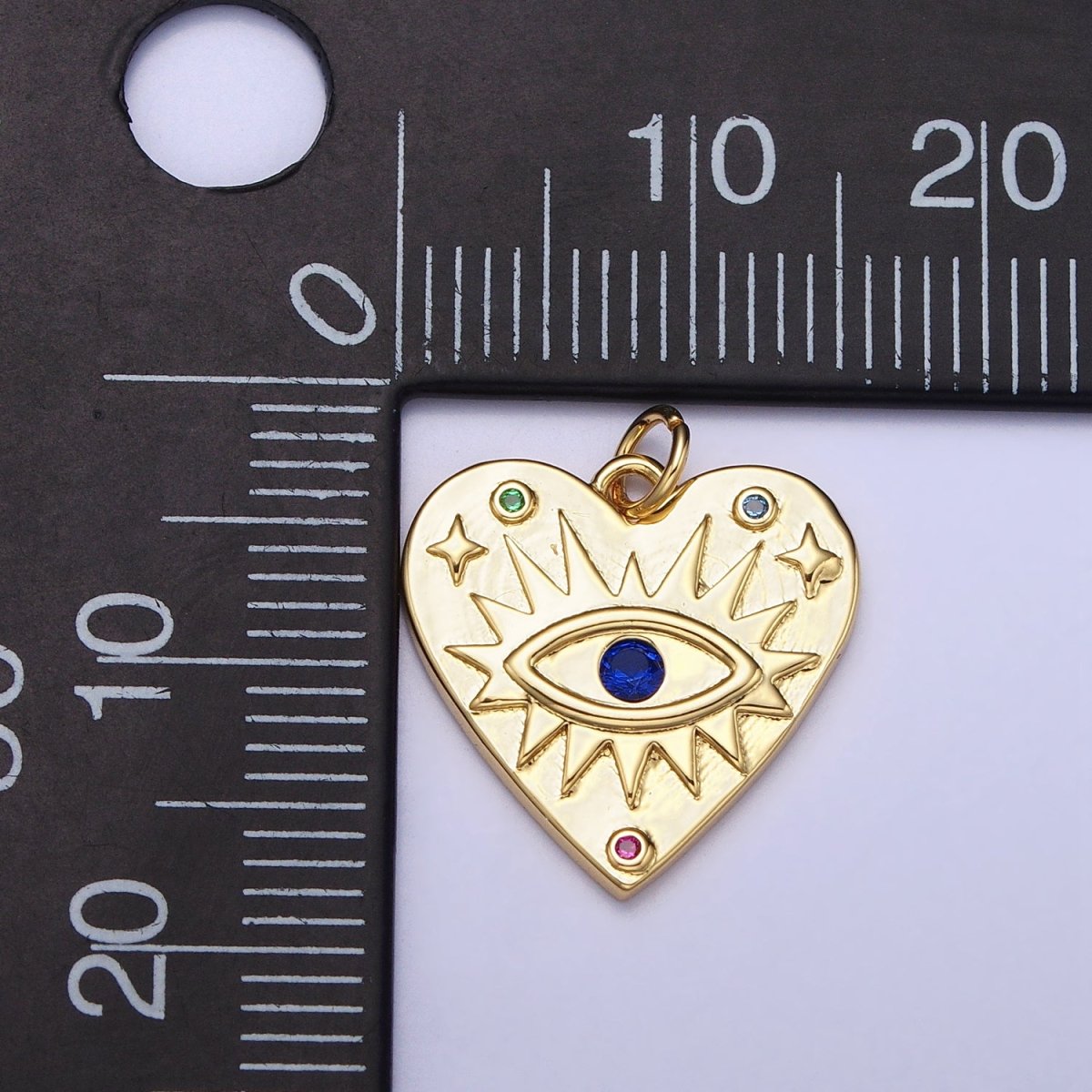 Gold Evil eye Heart Charm Silver Blue CZ Eye Pendant AC668 AC669 - DLUXCA