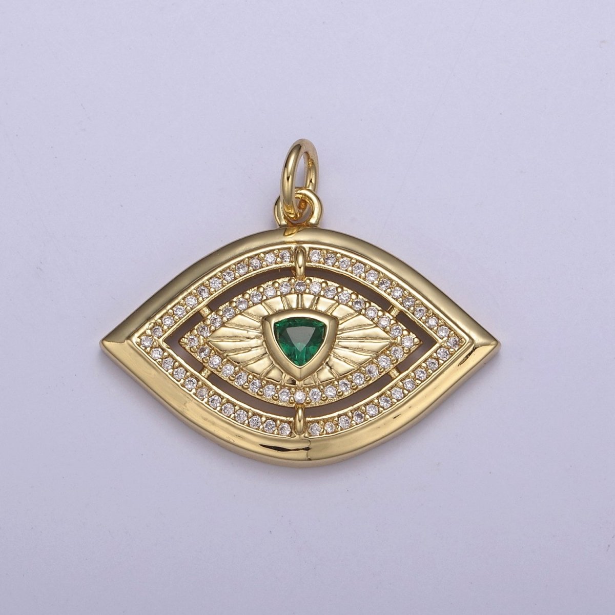 Gold Evil Eye Pendant 14K Gold Filled Eye Charm- Minimalist Jewelry Medallion Pendant Clear Blue Green Red Cz Layering Stacking N-653 - N-656 - DLUXCA