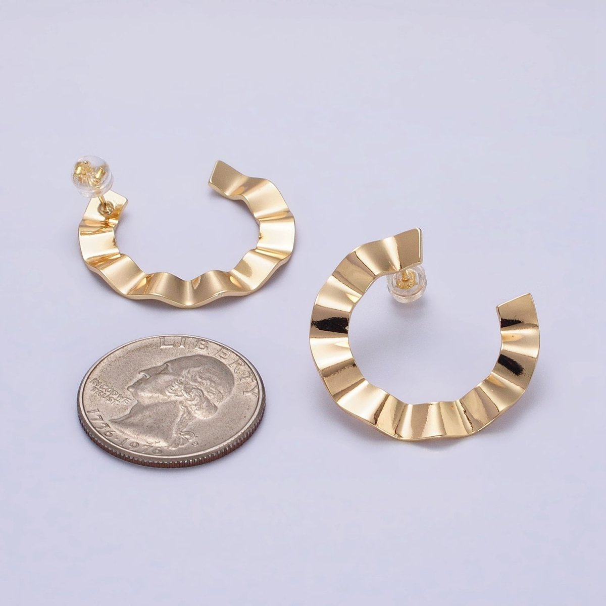 Gold Fan Earrings, Modern Hoops Fan Earrings, Art Deco Earrings Silver Earrings Design AB656 AB667 - DLUXCA