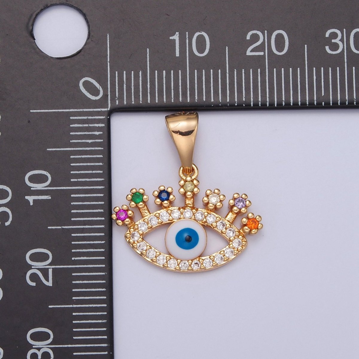 Gold Filed Evil Eye Pendant Gold Eye Pendant Protection Jewelry Amulet Charm J-598 - DLUXCA