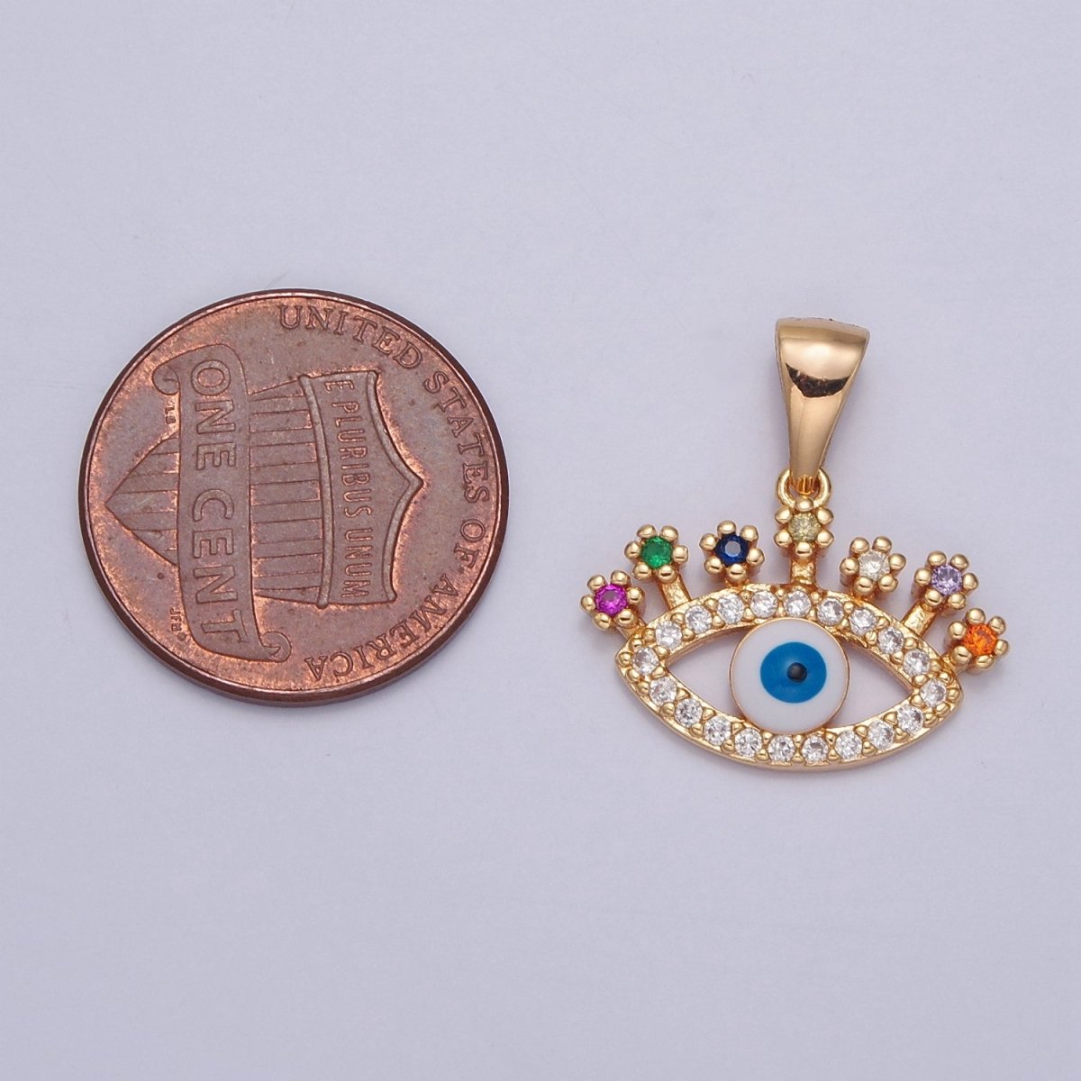 Gold Filed Evil Eye Pendant Gold Eye Pendant Protection Jewelry Amulet Charm J-598 - DLUXCA