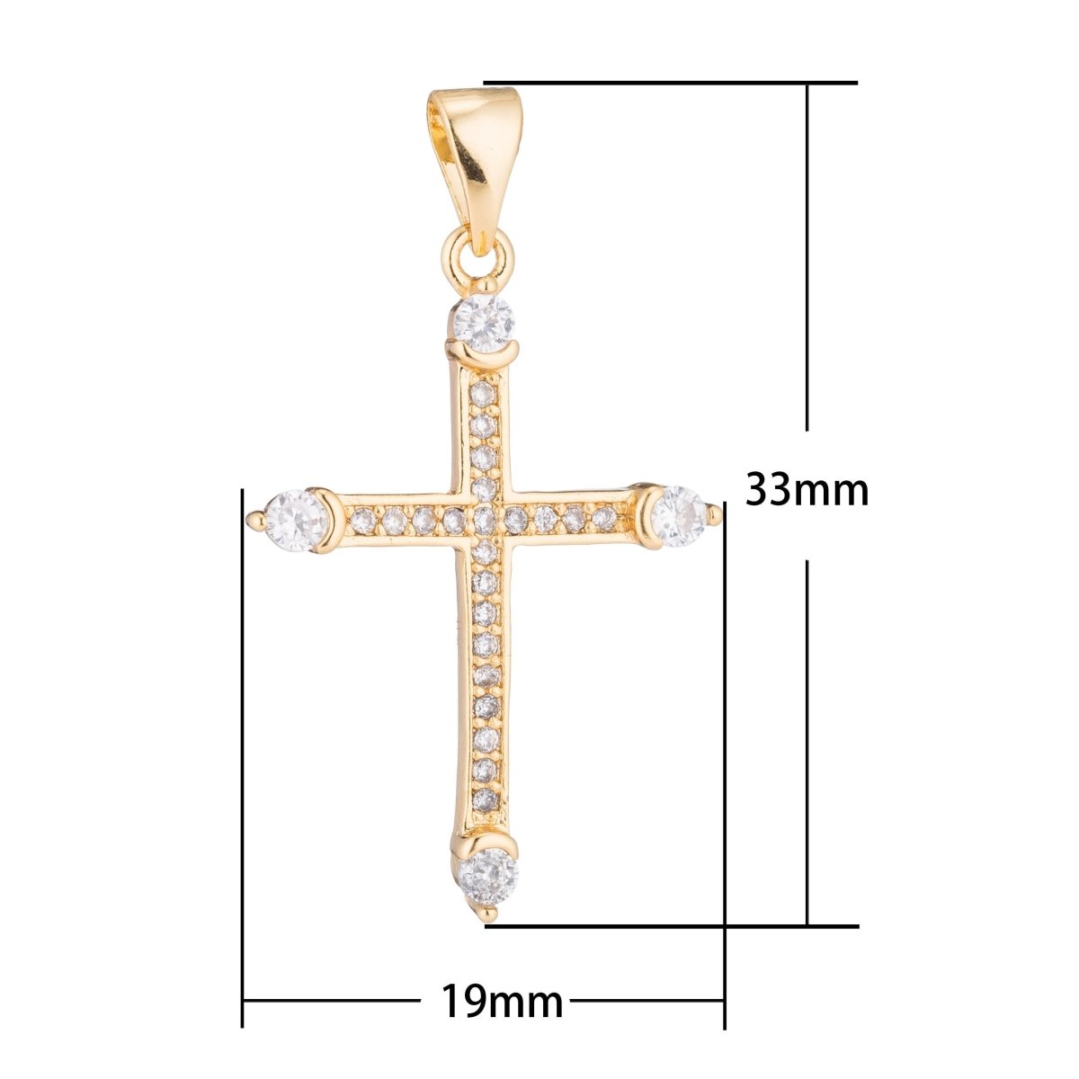 Gold Fill Cross, Jesus Faith Church Spiritual Dangle Love Gift Cubic Zirconia Necklace Pendant Charm Bead Bails Findings for Jewelry Making H-120 - DLUXCA