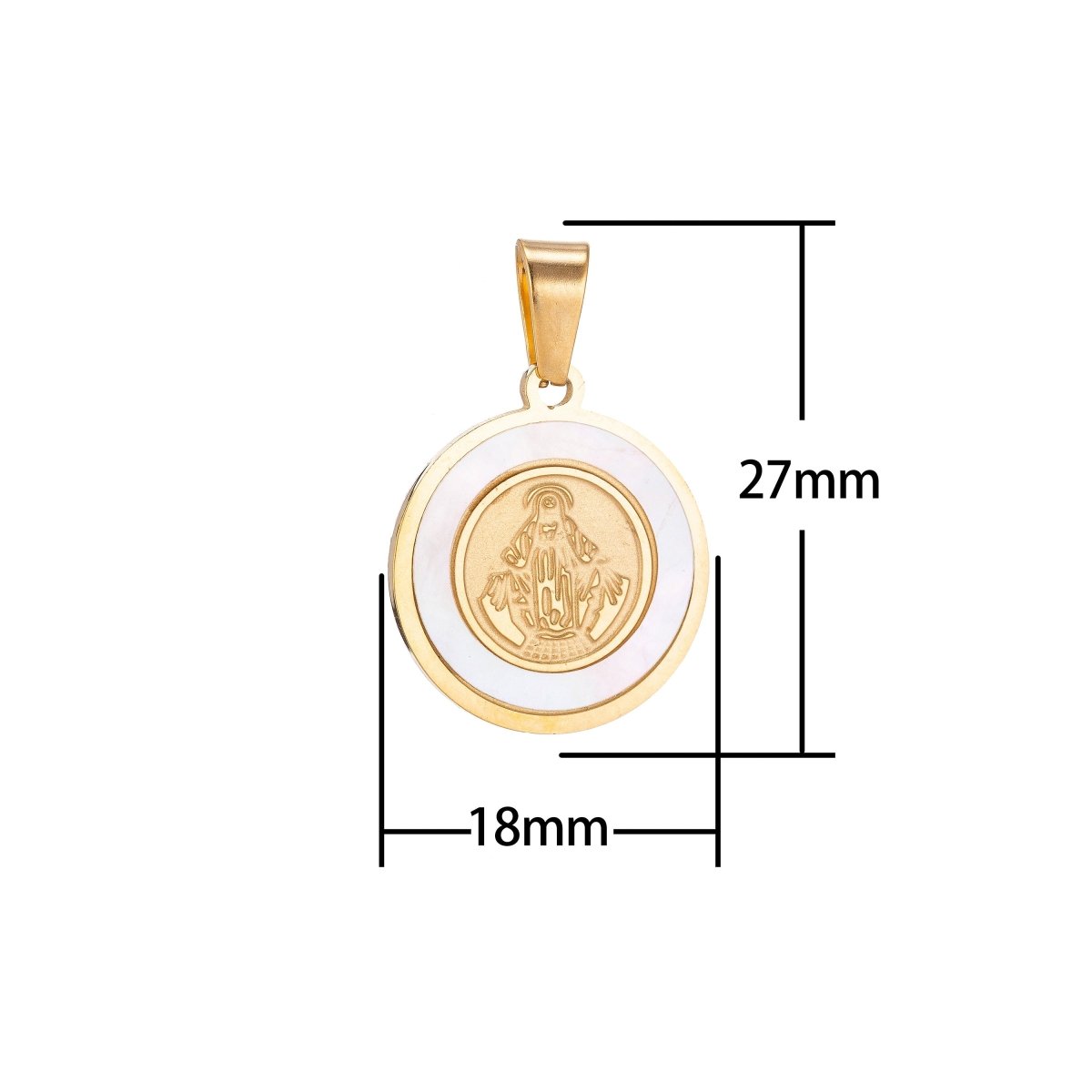 Gold fill Miraculous Lady Charm Pendant / Christian Gift / Religious Jewelry / Medallion Coin Necklace / Christening Gift/ Catholic gift J-394 - DLUXCA