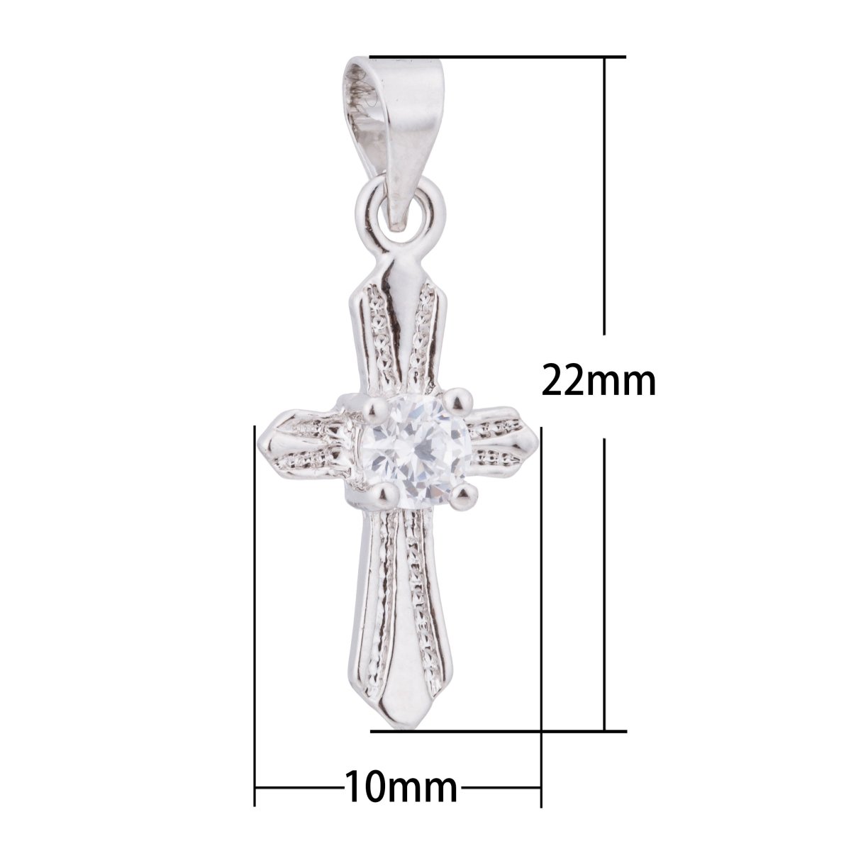 Gold Fill Silver Cross, Jesus, Religious, Faith, Hope, Love Cubic Zirconia Necklace Pendant Charm Bead Bails Findings for Jewelry Making, PDGF-102/H-102 - DLUXCA