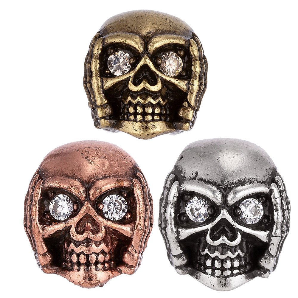 Gold Filled 10mm Antique Skull Head Spacer Bead | B-015 - DLUXCA