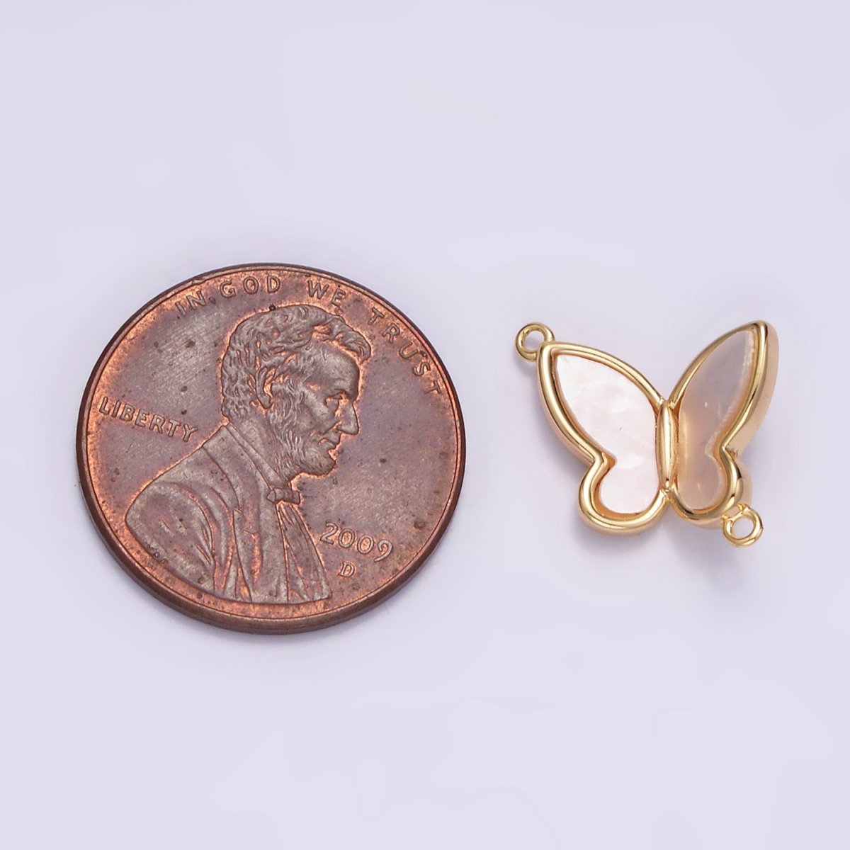 Gold Filled 11.3mm Shell Pearl Butterfly Mariposa Fold Connector G-696 - DLUXCA