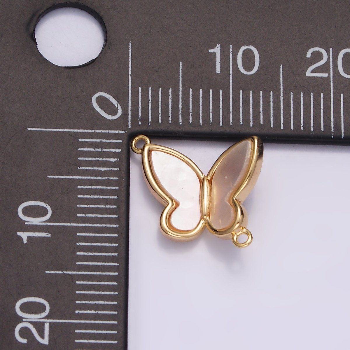 Gold Filled 11.3mm Shell Pearl Butterfly Mariposa Fold Connector G-696 - DLUXCA