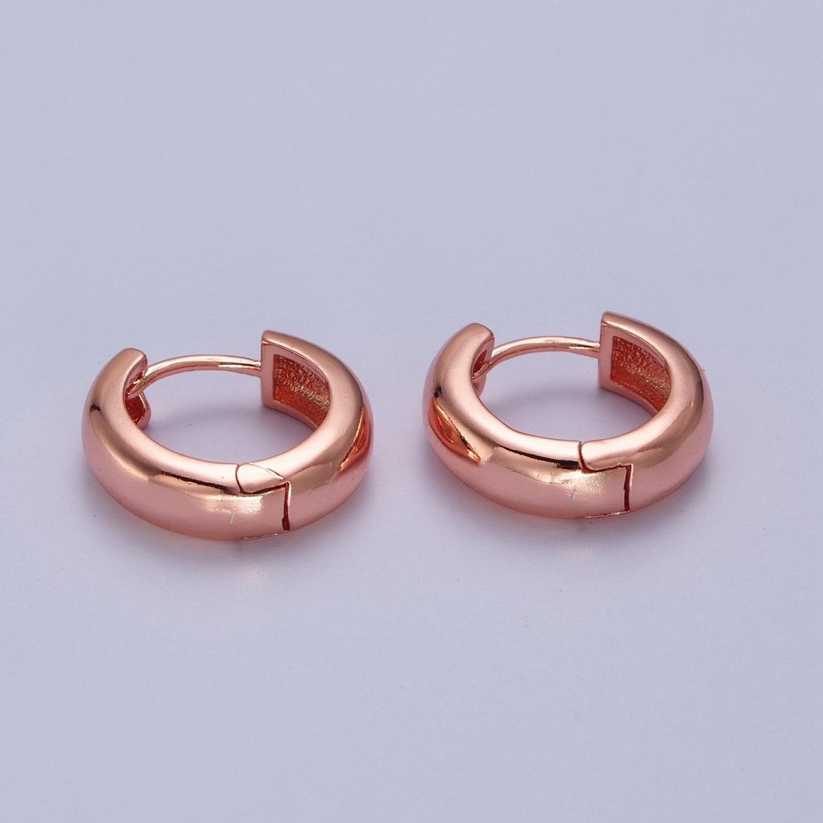 Gold Filled 15mm, 17mm Lever Back Huggie Earrings in Silver & Rose Gold Minimalist Jewelry | Y-264~Y-267 - DLUXCA