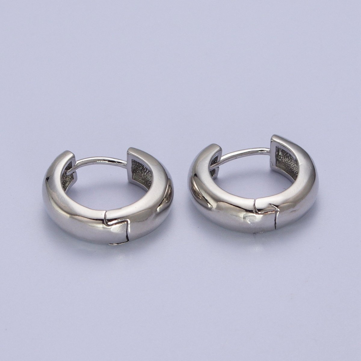 Gold Filled 15mm, 17mm Lever Back Huggie Earrings in Silver & Rose Gold Minimalist Jewelry | Y-264~Y-267 - DLUXCA