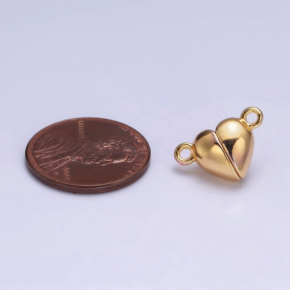 Gold Filled 15mm Heart Magnetic Connector G-645 - DLUXCA