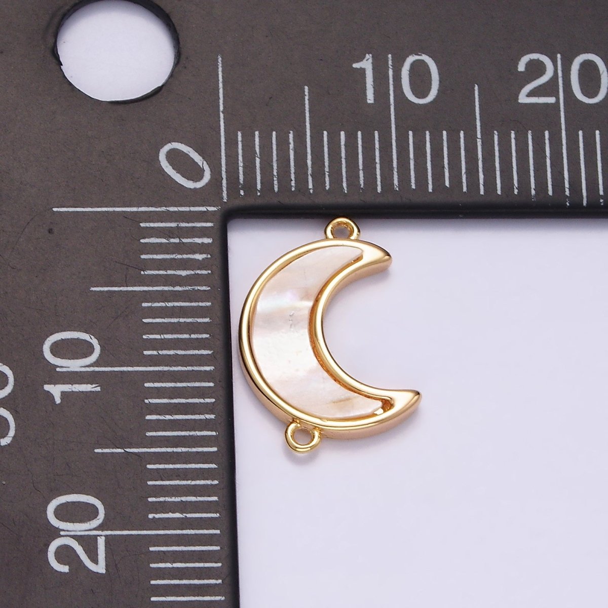 Gold Filled 15mm Sideway Celestial Crescent Moon Shell Pearl Connector G-704 - DLUXCA