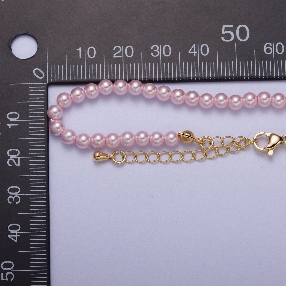 Gold Filled 17 Inch Round White/Pink Shell Pearl Layering Choker Necklace in Silver & Gold | WA-1176 WA-1177 WA-1178 WA-1179 WA-1180 Clearance Pricing - DLUXCA