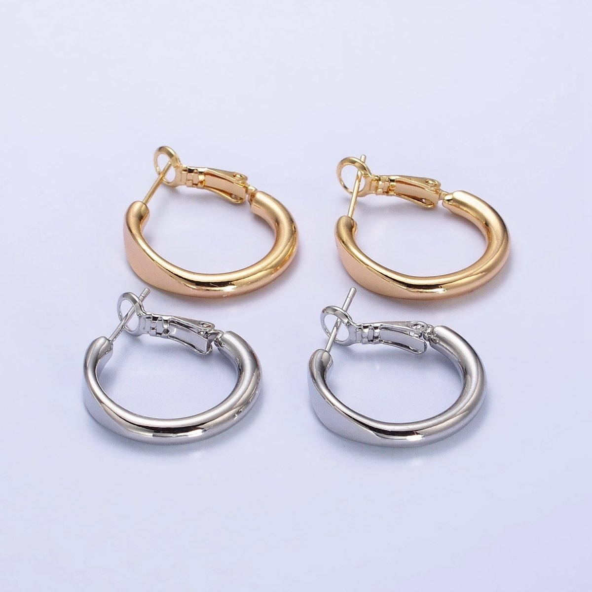 Gold Filled 20mm Rounded Geometric Hinge Hoop Earrings in Gold & Silver | AB553 AB554 - DLUXCA