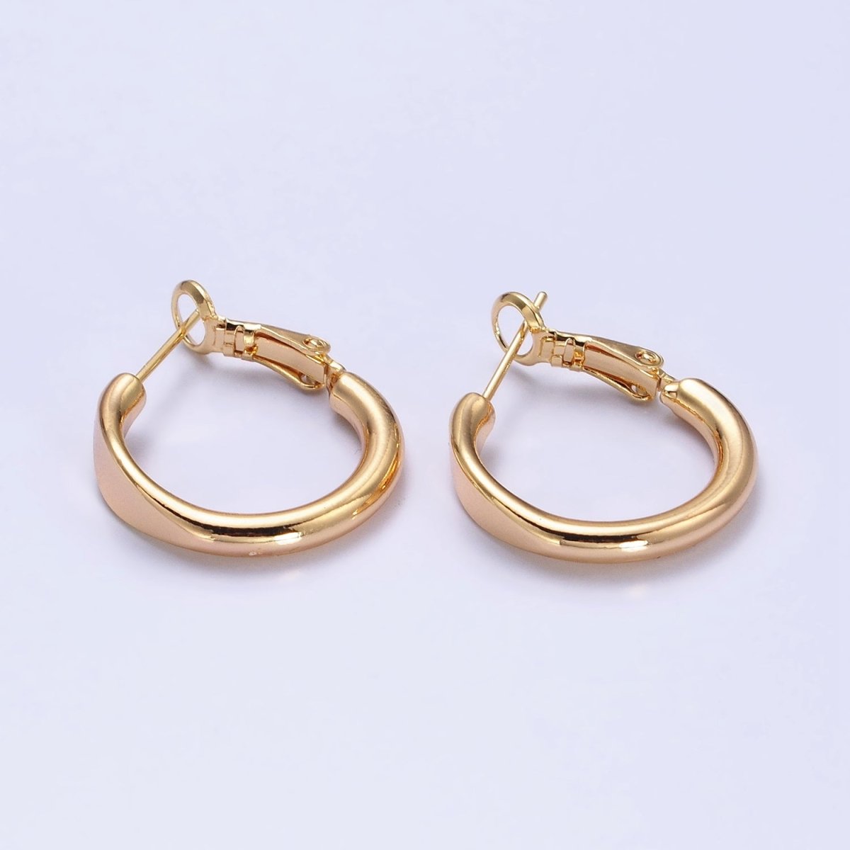 Gold Filled 20mm Rounded Geometric Hinge Hoop Earrings in Gold & Silver | AB553 AB554 - DLUXCA