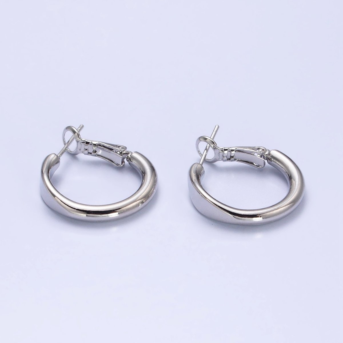 Gold Filled 20mm Rounded Geometric Hinge Hoop Earrings in Gold & Silver | AB553 AB554 - DLUXCA