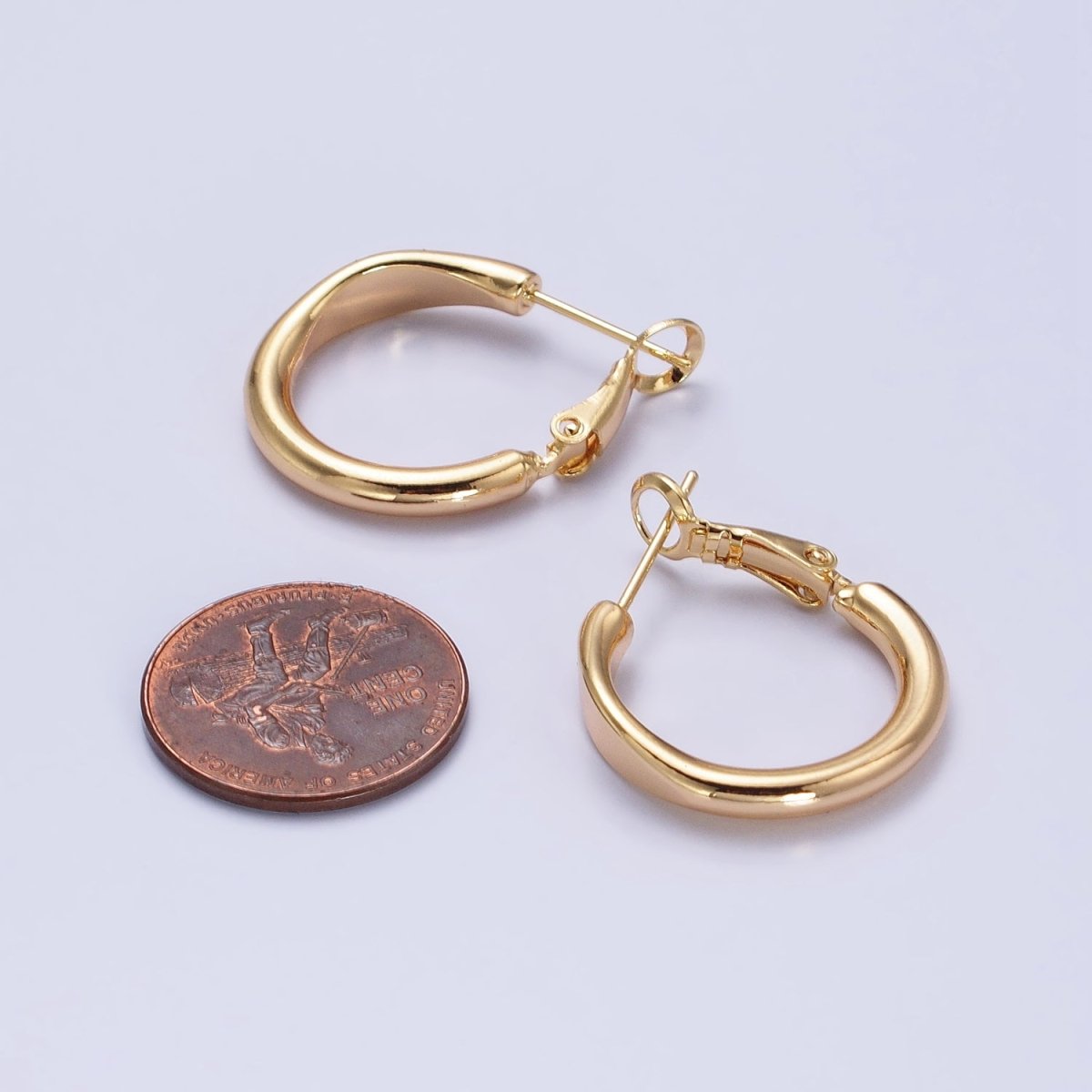 Gold Filled 20mm Rounded Geometric Hinge Hoop Earrings in Gold & Silver | AB553 AB554 - DLUXCA