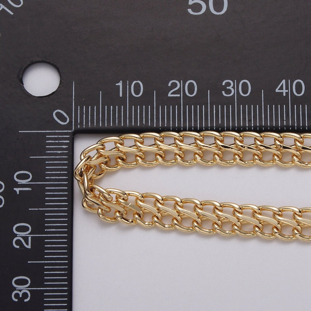 Gold Filled 6.5mm Designed Double S-Link Curb Band Unfinished Chain in Gold & Silver | ROLL-1034, ROLL-1119 Clearance Pricing - DLUXCA