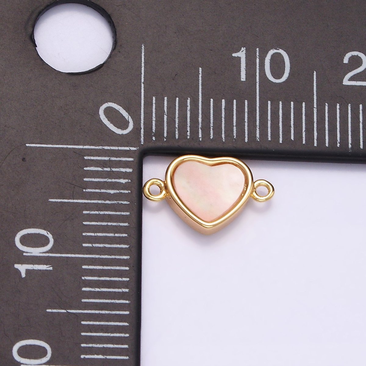 Gold Filled 6.7mm Shell Pearl Heart Minimalist Bezel Connector G-701 - DLUXCA