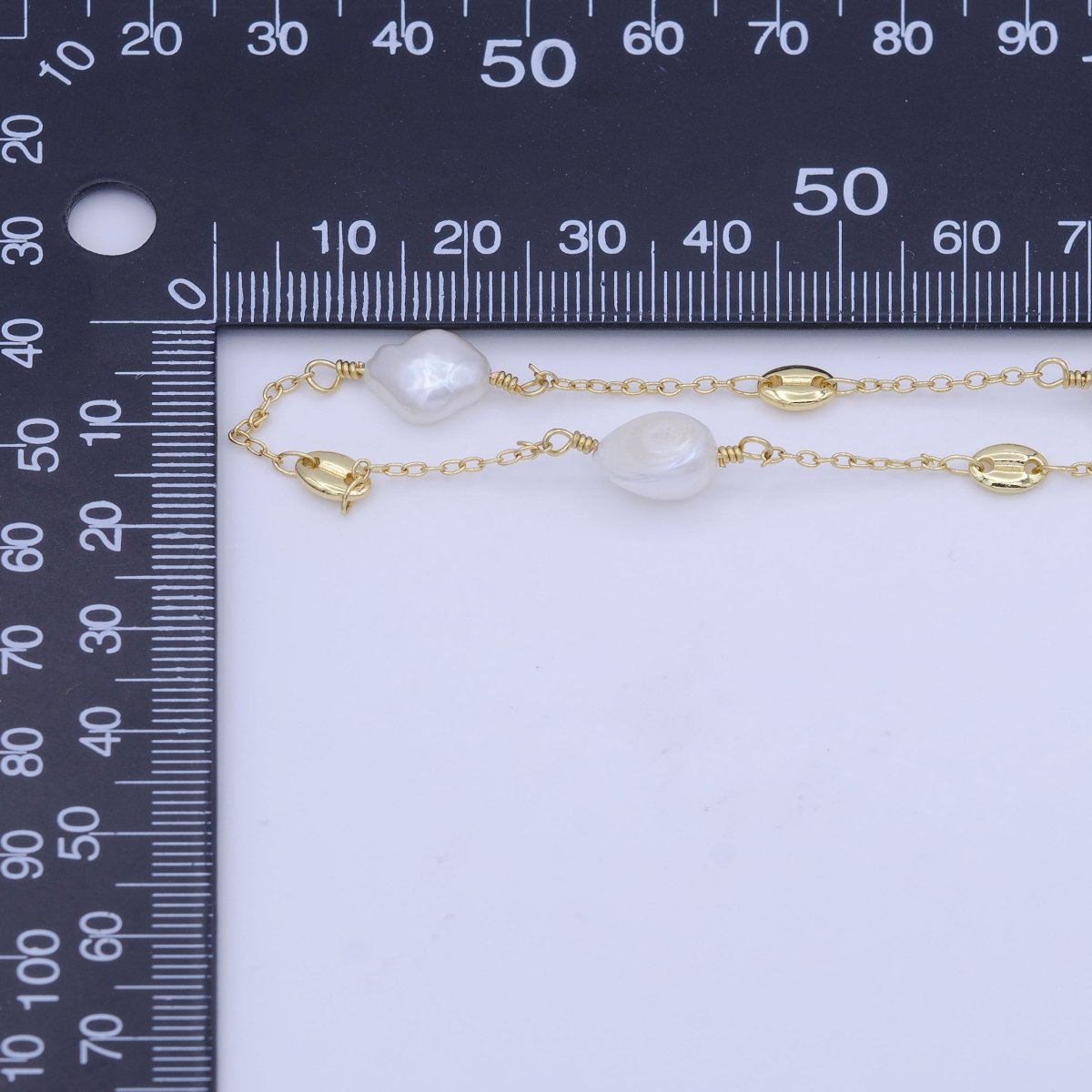 Gold Filled 7.5mm Designed Freshwater Pearl Anchor Cable Link Unfinished Chain by Yard | ROLL-1011 Clearance Pricing - DLUXCA