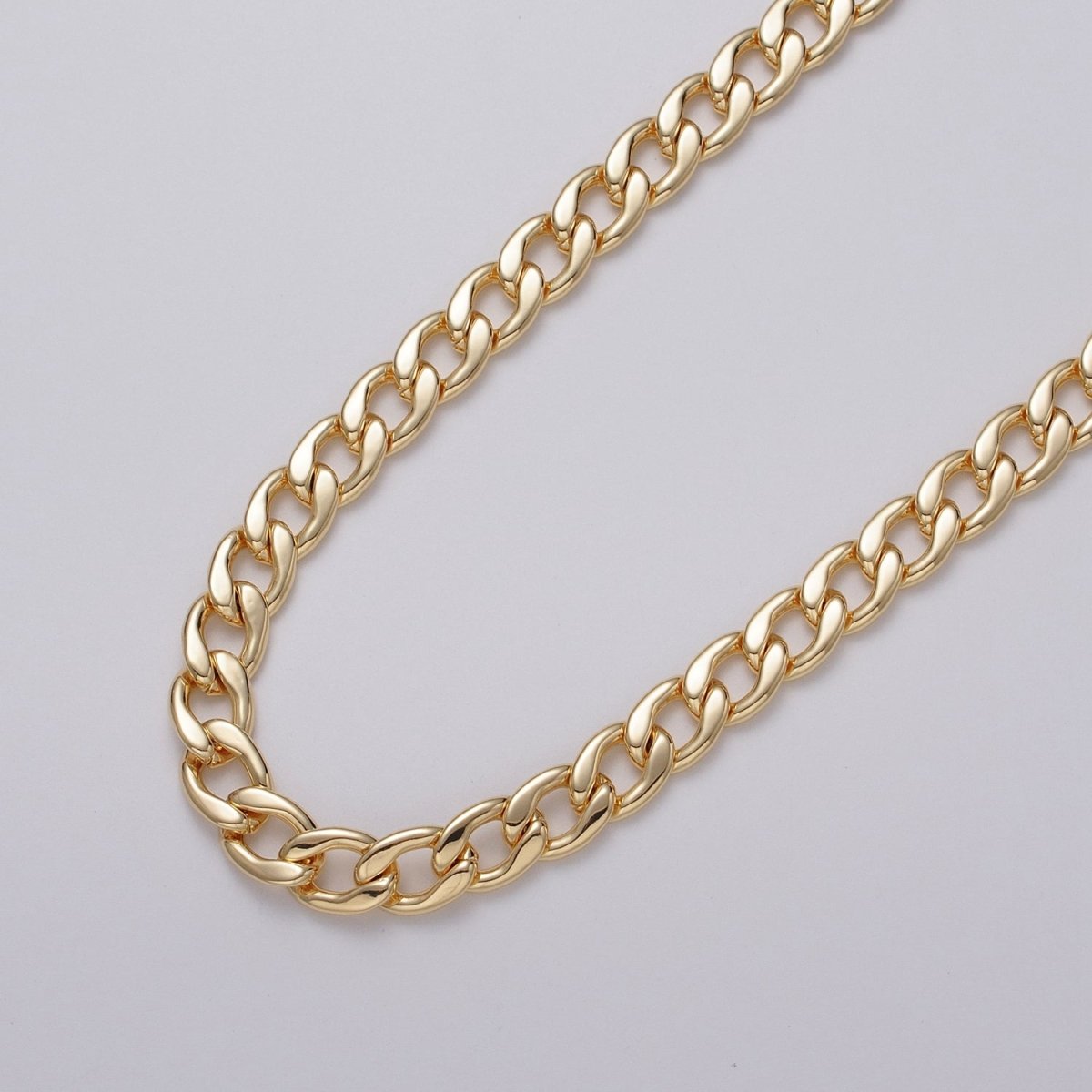 Gold Filled 7.8mm Flat Curb Figaro Unfinished Silver Statement Chain by Yard in Gold & Silver | ROLL-1049, ROLL-1111 Clearance Pricing - DLUXCA