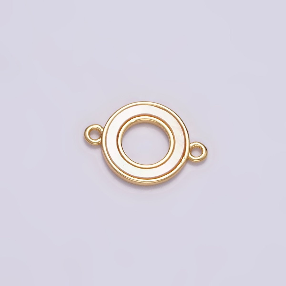 Gold Filled 8.5mm Shell Pearl Open Round Connector G-699 - DLUXCA