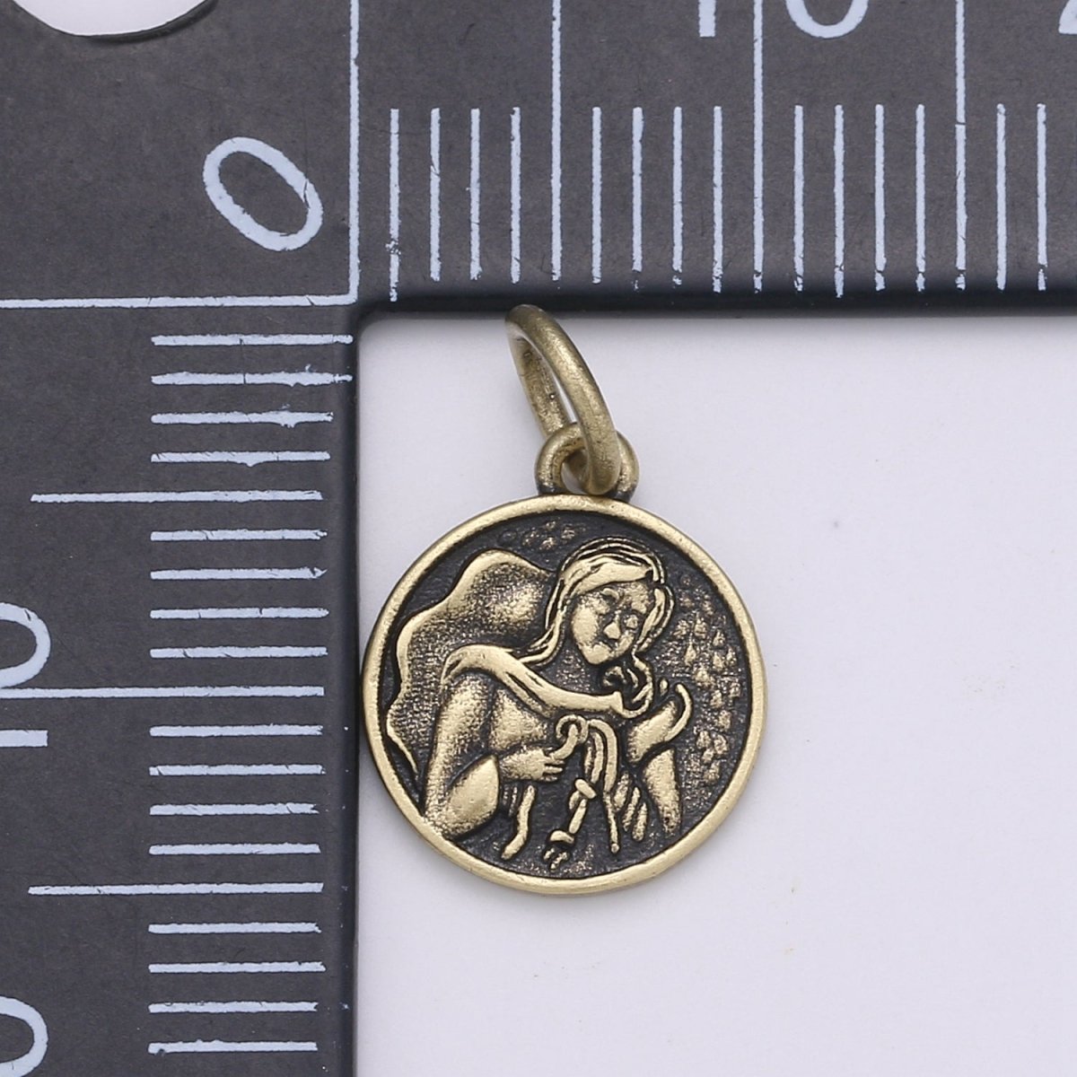 Gold Filled Angel Rustic Coin Charm D-898 - DLUXCA