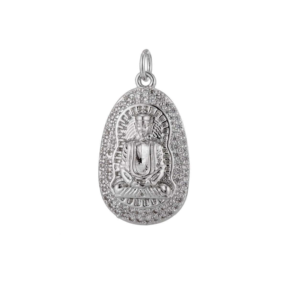 Gold Filled Buddha, Buddhist Religious Zen Enlightenment, DIY Cubic Zirconia Necklace Pendant Charm Bead Bails for Jewelry Making | | C-441, M-336, M-337 - DLUXCA