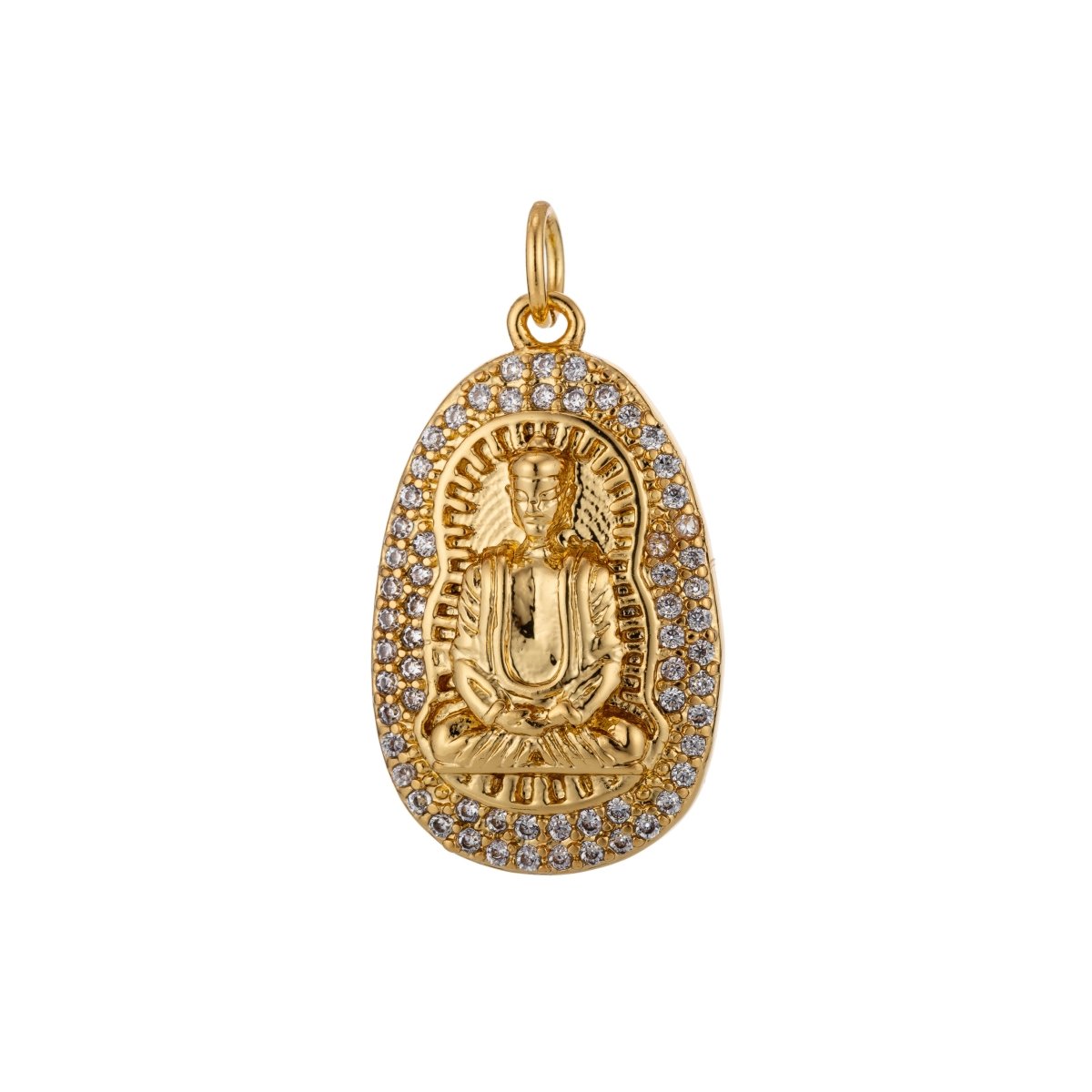 Gold Filled Buddha, Buddhist Religious Zen Enlightenment, DIY Cubic Zirconia Necklace Pendant Charm Bead Bails for Jewelry Making | | C-441, M-336, M-337 - DLUXCA