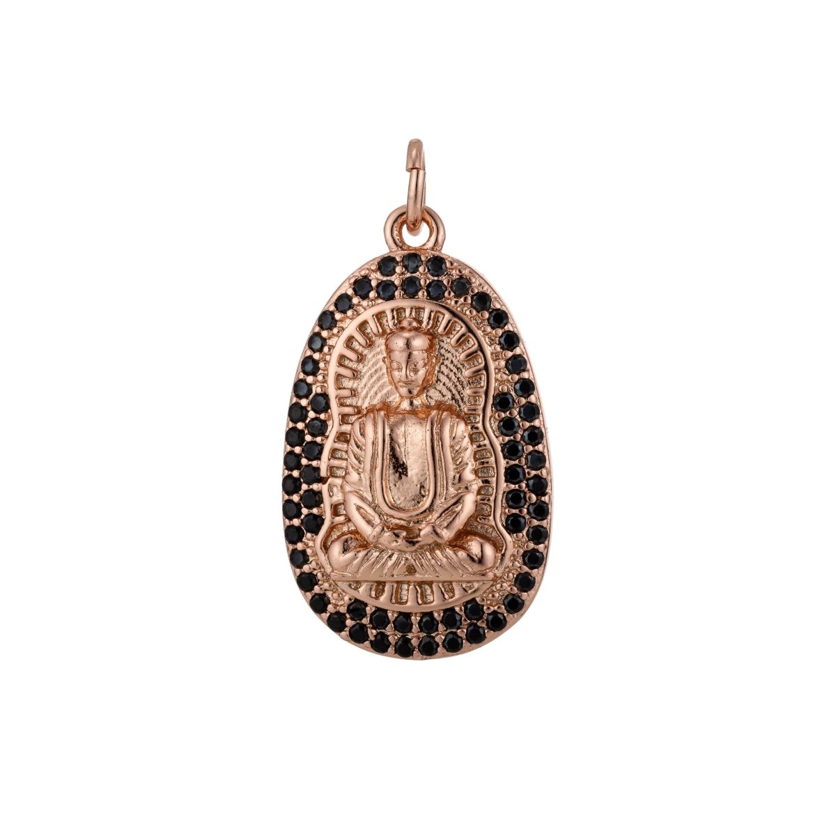 Gold Filled Buddha, Buddhist Religious Zen Enlightenment, DIY Cubic Zirconia Necklace Pendant Charm Bead Bails for Jewelry Making | | C-441, M-336, M-337 - DLUXCA