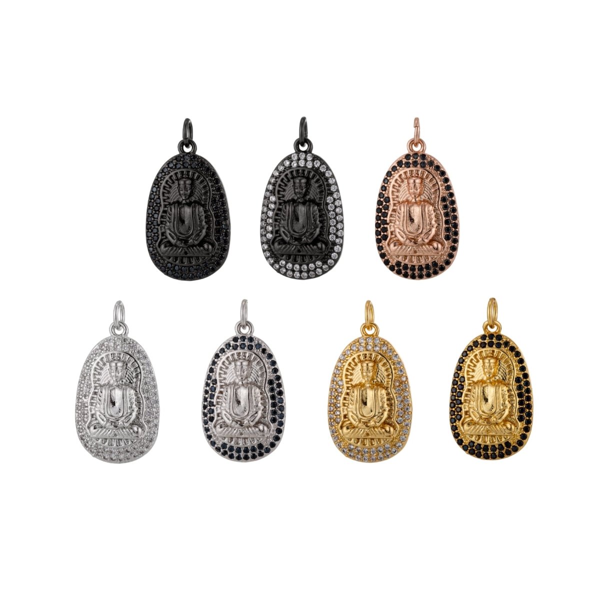 Gold Filled Buddha, Buddhist Religious Zen Enlightenment, DIY Cubic Zirconia Necklace Pendant Charm Bead Bails for Jewelry Making | | C-441, M-336, M-337 - DLUXCA