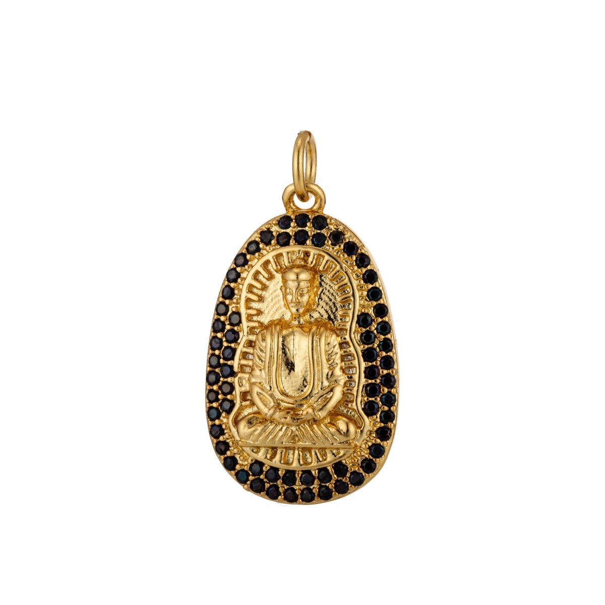 Gold Filled Buddha, Buddhist Religious Zen Enlightenment, DIY Cubic Zirconia Necklace Pendant Charm Bead Bails for Jewelry Making | | C-441, M-336, M-337 - DLUXCA