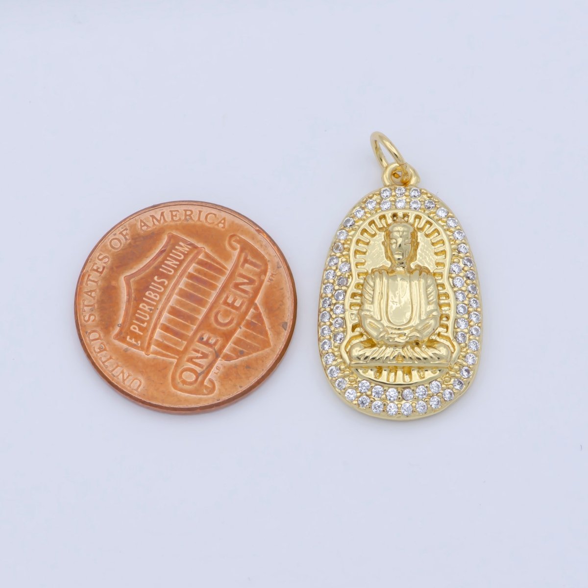 Gold Filled Buddha, Buddhist Religious Zen Enlightenment, DIY Cubic Zirconia Necklace Pendant Charm Bead Bails for Jewelry Making | | C-441, M-336, M-337 - DLUXCA