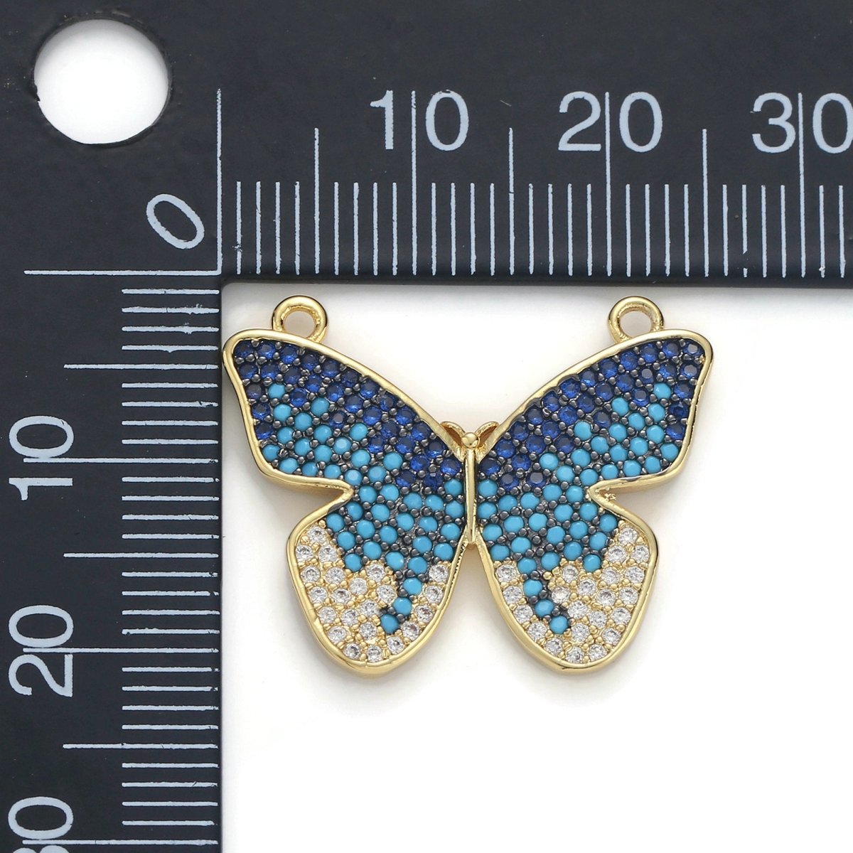 Gold Filled Butterfly Micro Pave Connector Charm, Cubic Zirconia Butterfly Pendant Charm Connector, For DIY Jewelry, 25x21mm F-382 - DLUXCA