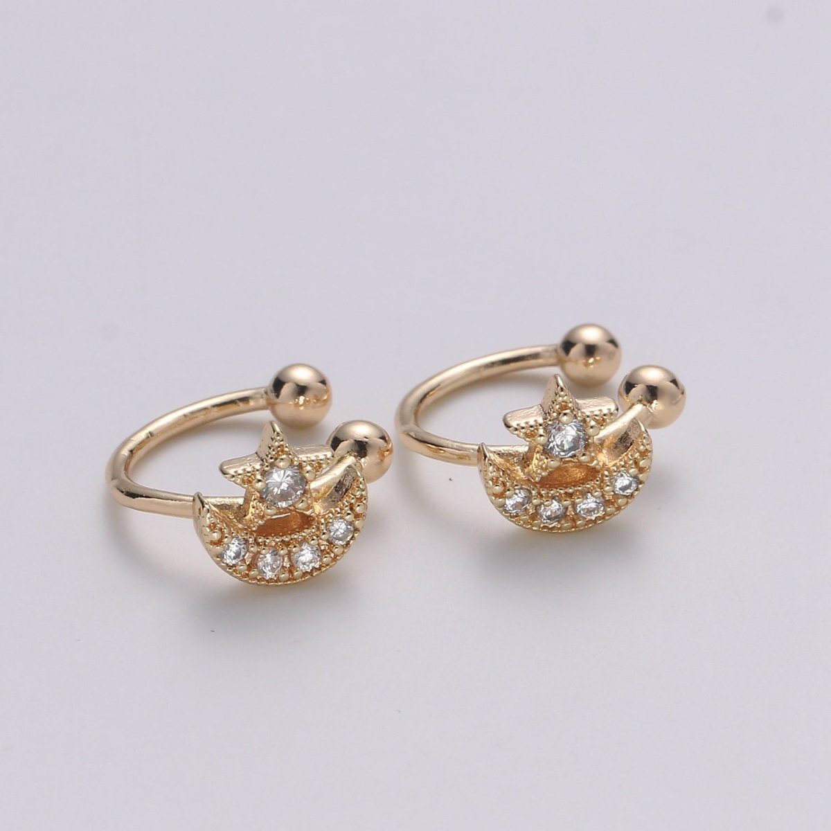 Gold Filled Celestial Moon and Star Earcuffs - AI-081 - DLUXCA