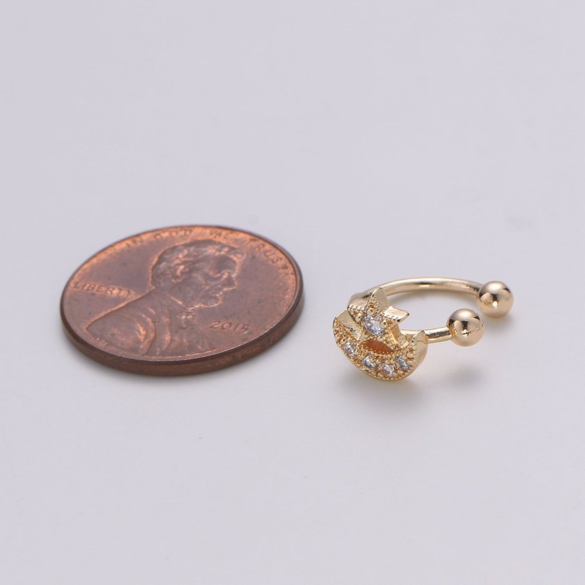 Gold Filled Celestial Moon and Star Earcuffs - AI-081 - DLUXCA